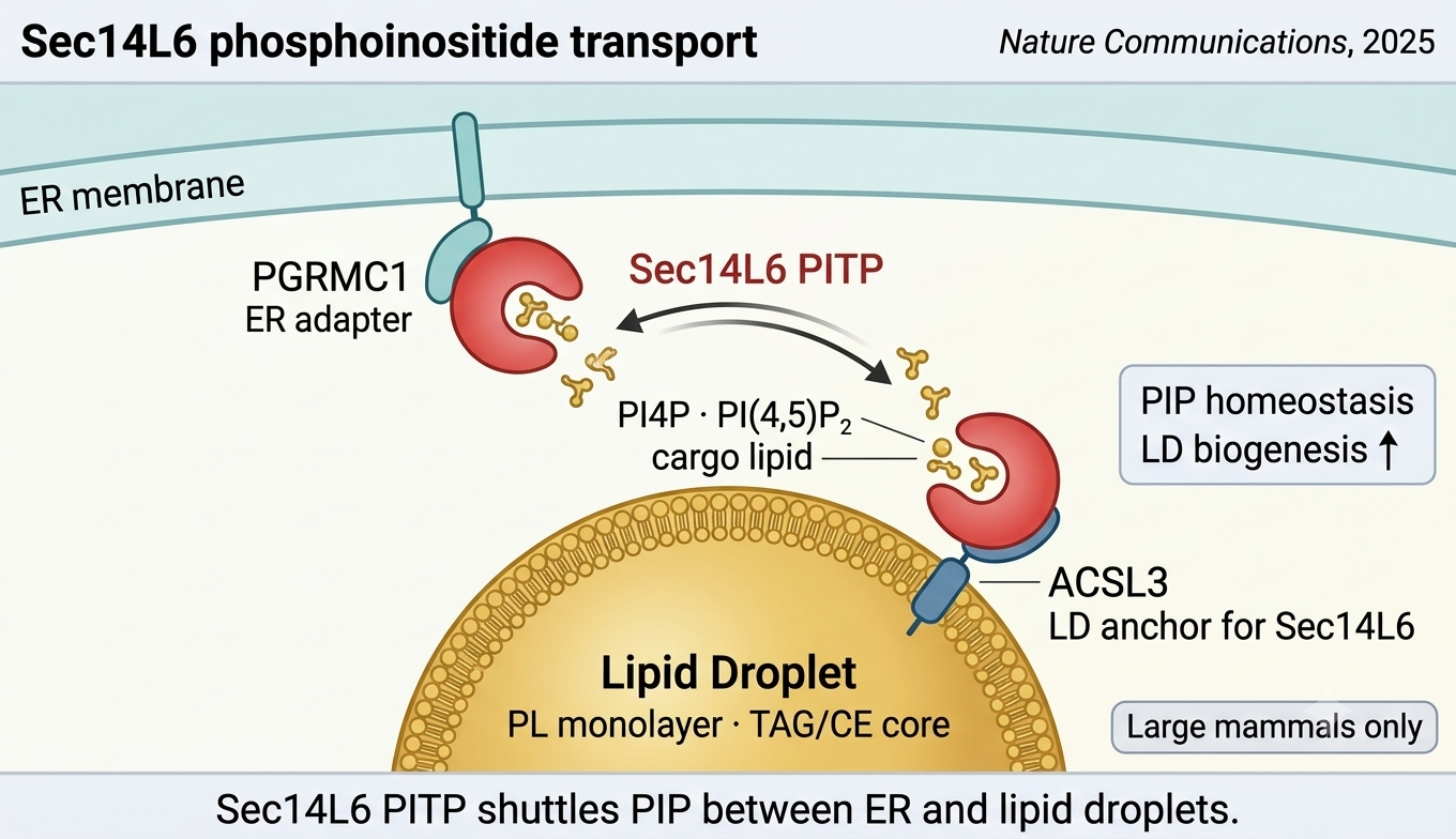 Sec14L6 shuttles PI4P and PI(4,5)P2 between lipid droplet and ER, with PGRMC1 and ACSL3 as adapters
